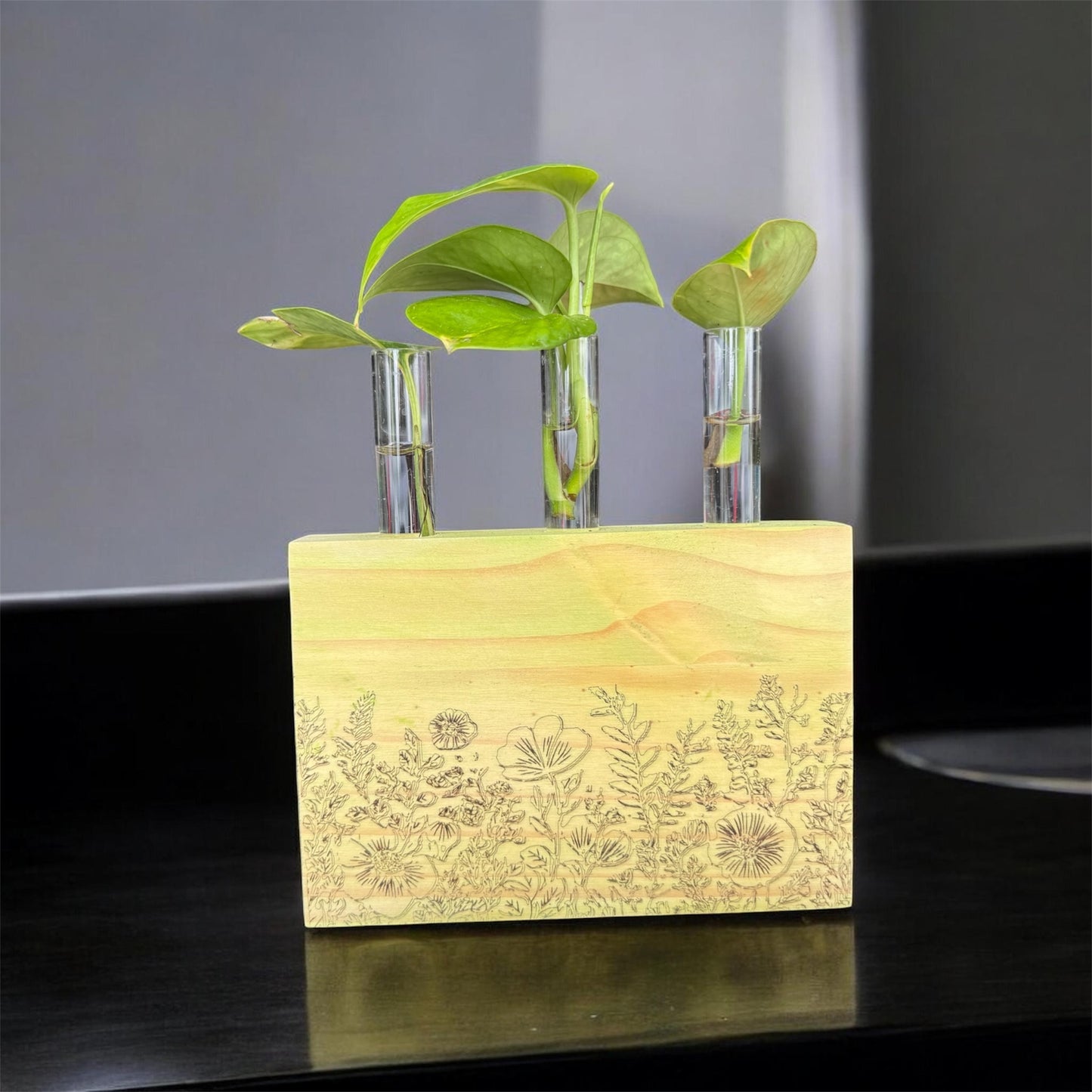 3 Tube Floral Engraved Propagator
