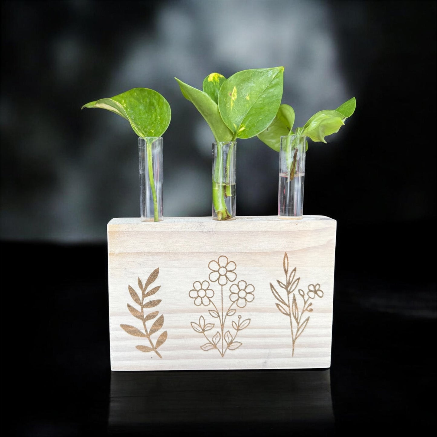 3 Tube Floral Engraved Propagator