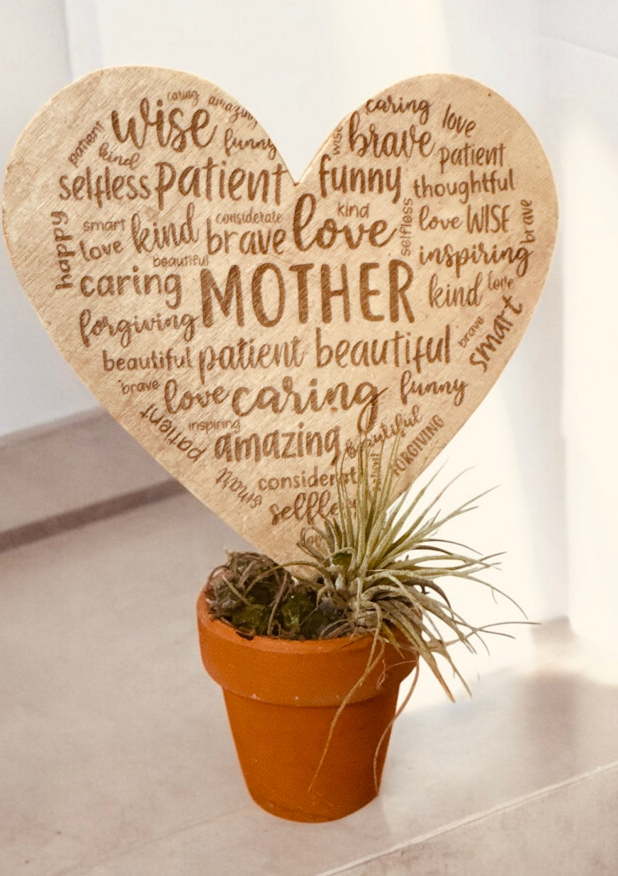 Mothers gift heart with airplant